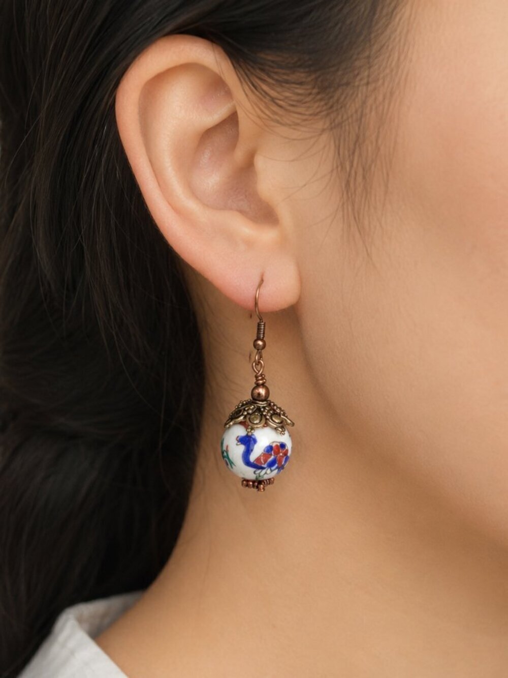 Handmade Ceramic Turtle Dangle Earrings